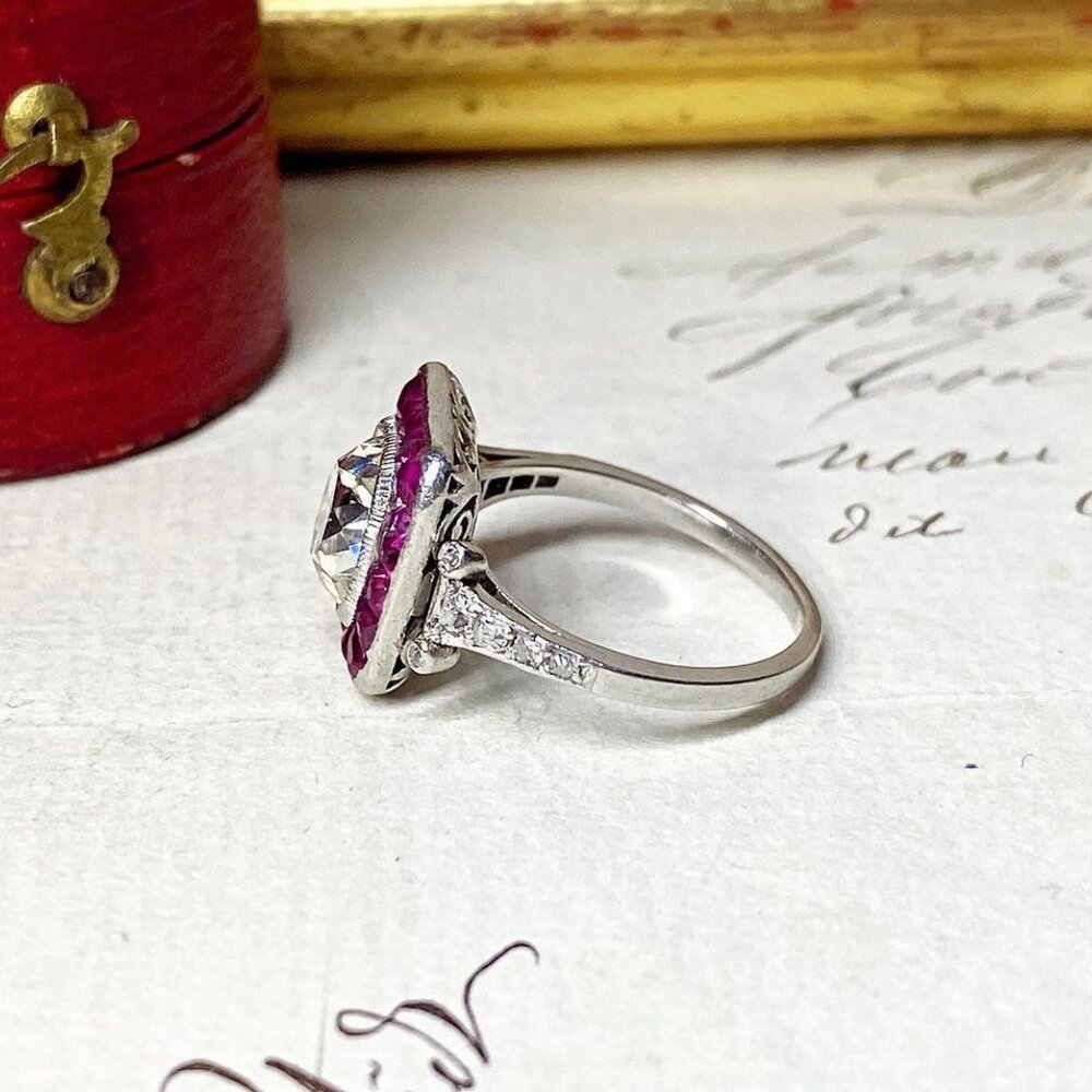 Antique Platinum, Diamond And Ruby Ring-photo-1