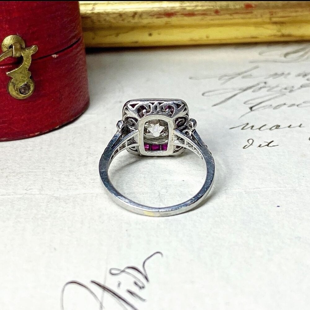 Antique Platinum, Diamond And Ruby Ring-photo-2