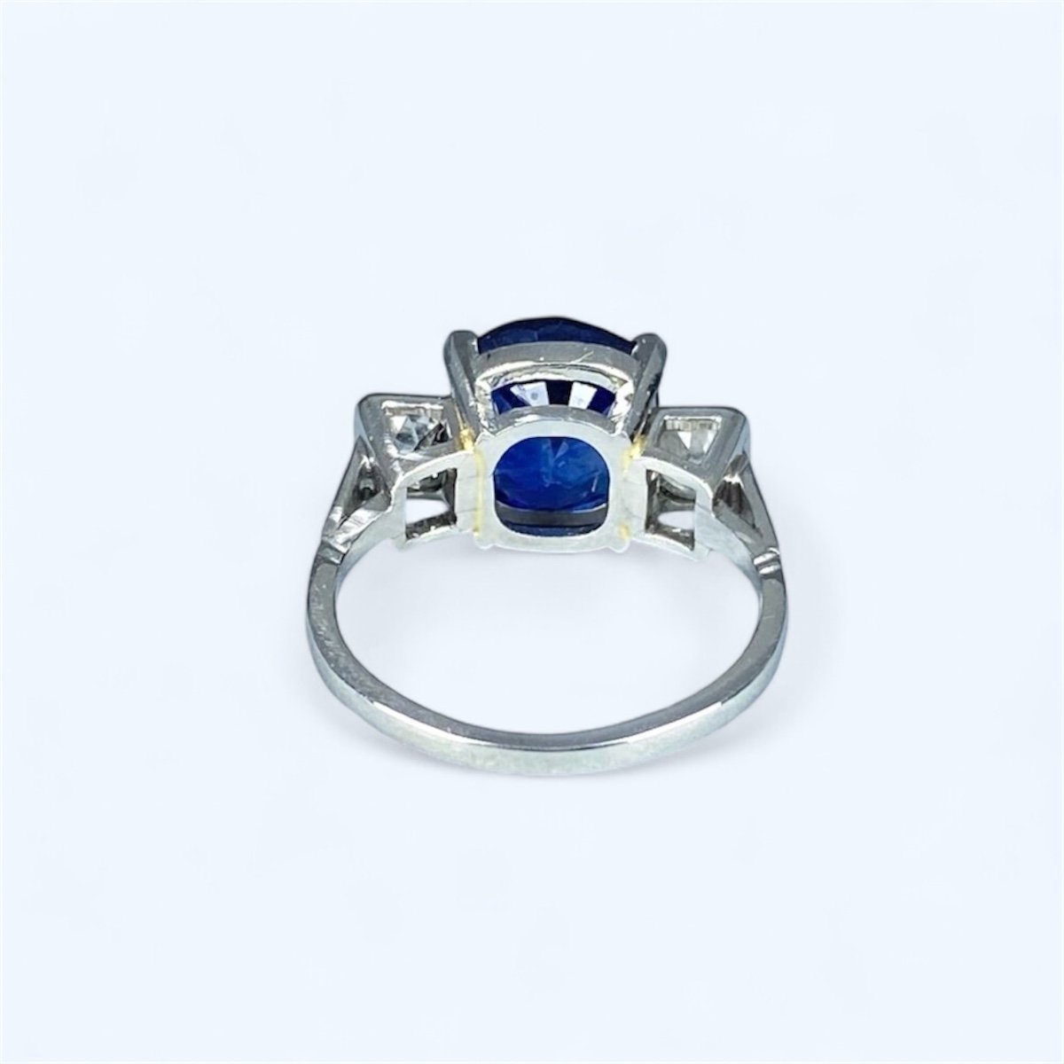 Art Deco Ring In Platinum, Sapphire And Diamonds-photo-3