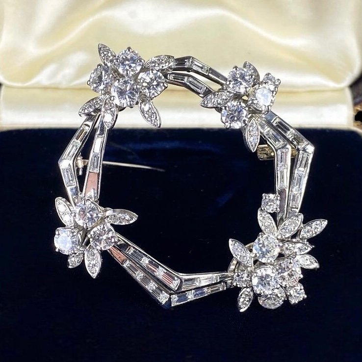 Platinum And Diamond Brooch - Circa 1950-60-photo-3