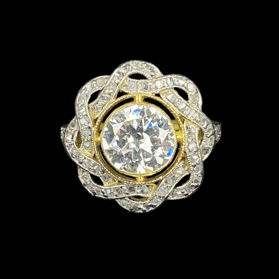 Antique Belle Epoque Ring, Gold And Diamonds-photo-2