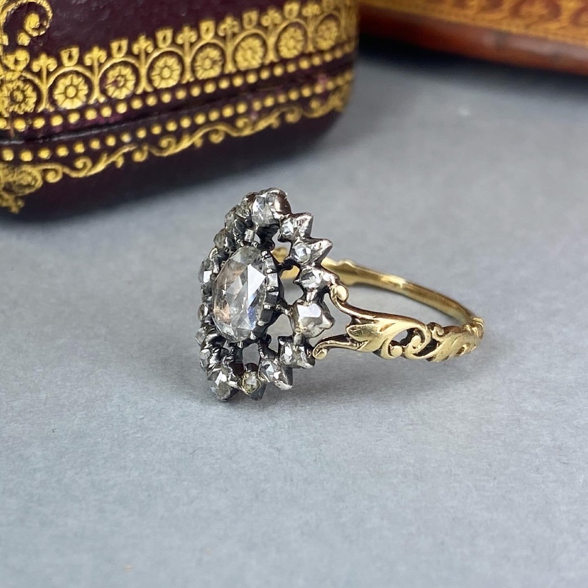 Antique Gold, Silver And Diamond Ring-photo-3