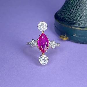 Belle Epoque Ring In Gold, Platinum, Rubies And Diamonds.