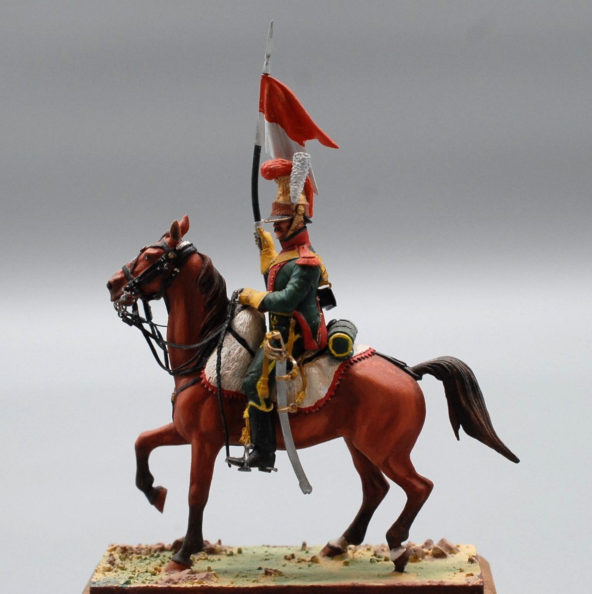 Soldat Plomb, Figurine d'Art Peinture Fine Chevau-léger Lancier 6ème Rgt. 1811 Cie. d'élite-photo-2