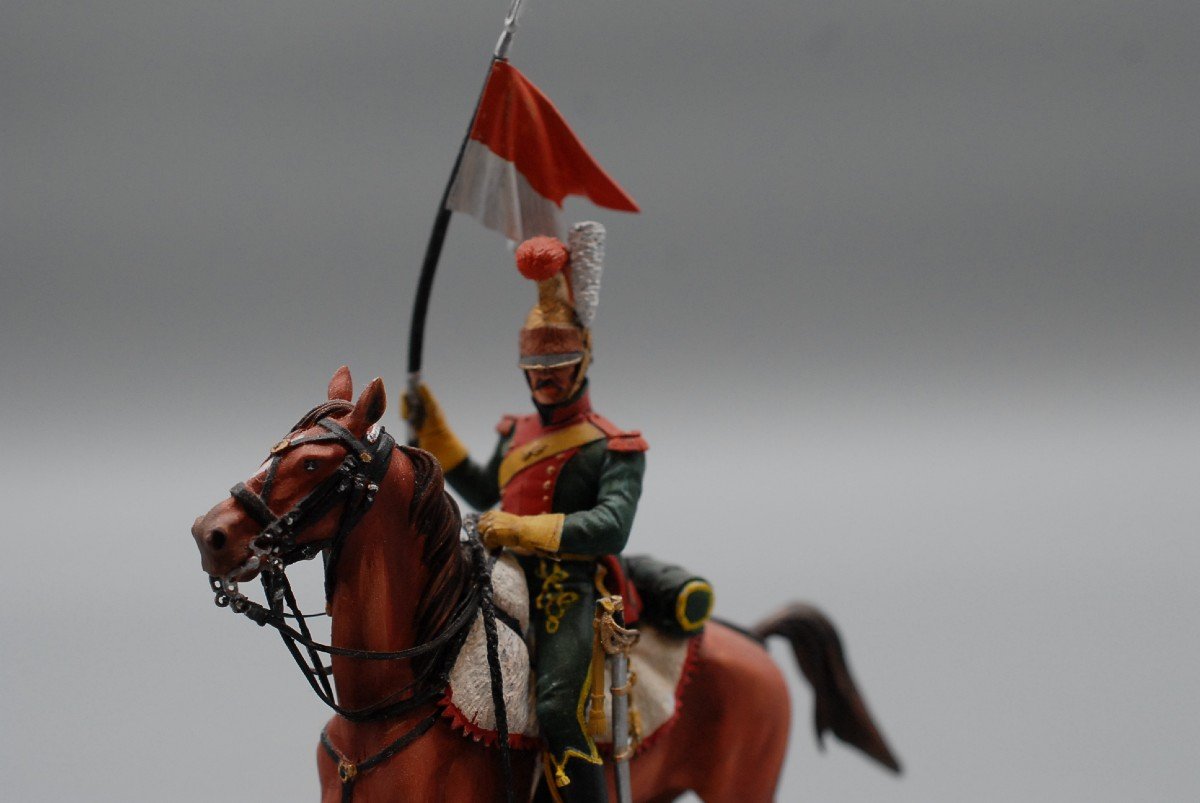 Soldat Plomb, Figurine d'Art Peinture Fine Chevau-léger Lancier 6ème Rgt. 1811 Cie. d'élite-photo-3