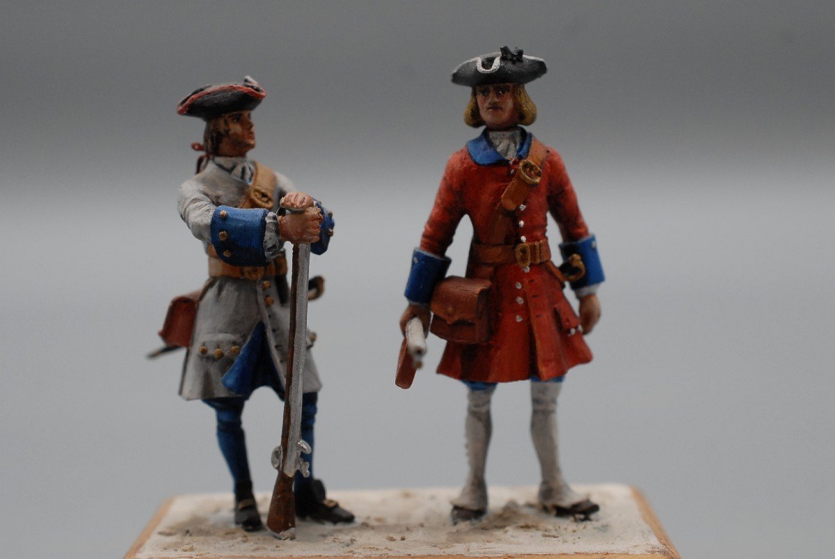 Lead Soldiers Art Figurines Canada 1740 Cie Franche Marine Karrer Regiment, Diorama 54 Mm-photo-2