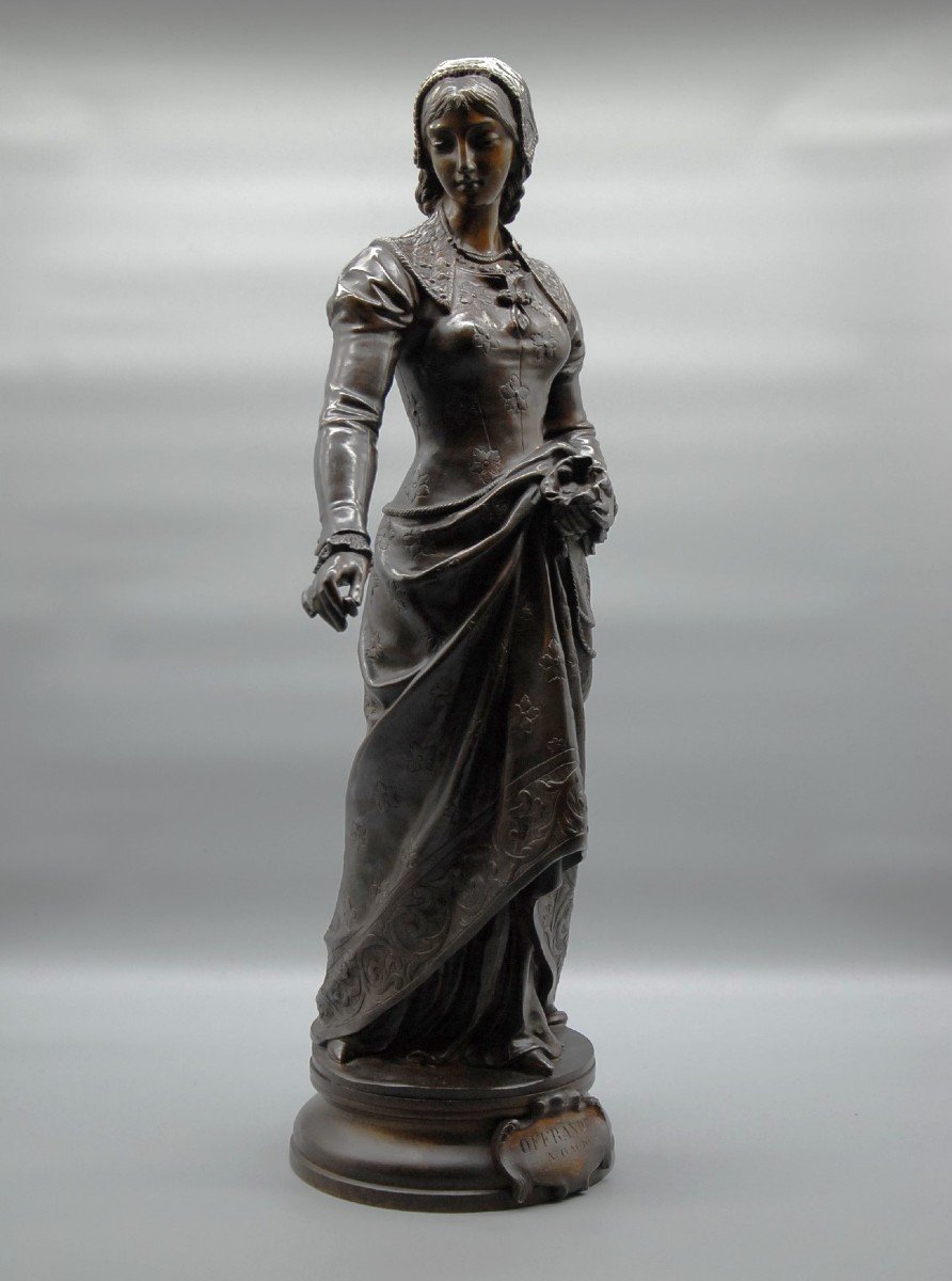 "the Offering" Bronze Woman By Adrien Etienne Gaudez (1845 - 1902) Height 63 Cm, 19th Century-photo-2