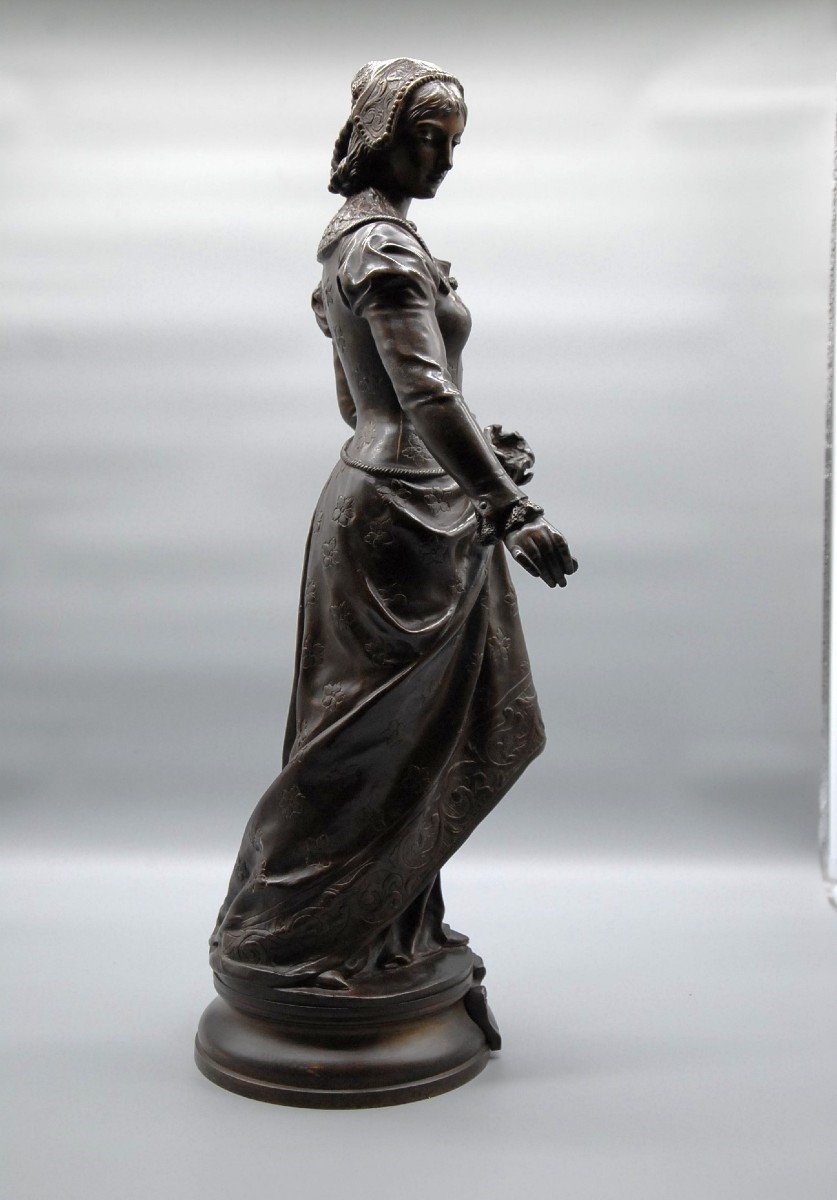 "the Offering" Bronze Woman By Adrien Etienne Gaudez (1845 - 1902) Height 63 Cm, 19th Century-photo-4