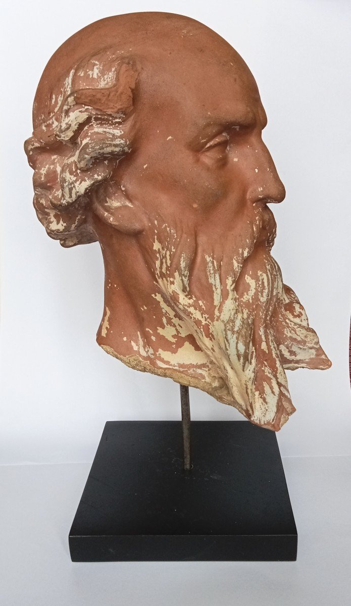 Bust Head Of Bearded Man Philosopher Or Apostle  Terracotta Sculpture 18th Century 