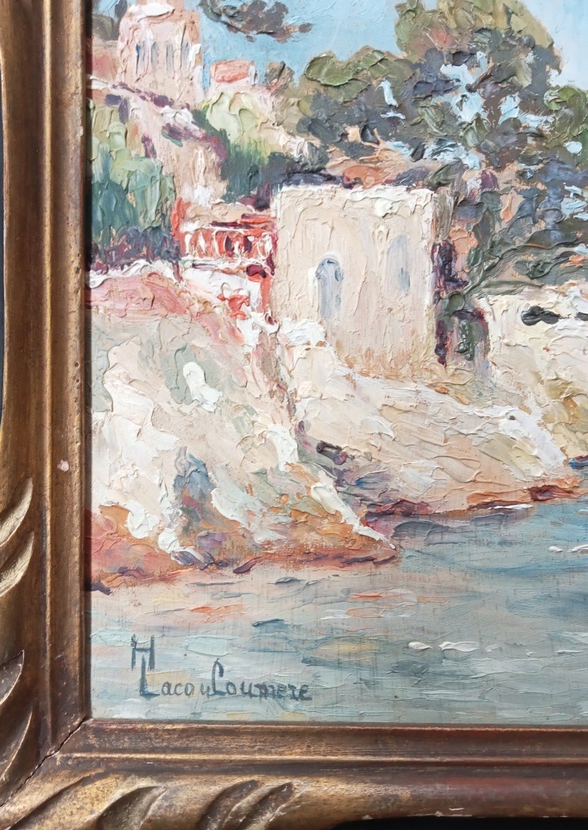 Tableau Côte Méditerranéenne Signé Hélène Lacouloumere (1873-1960)-photo-2