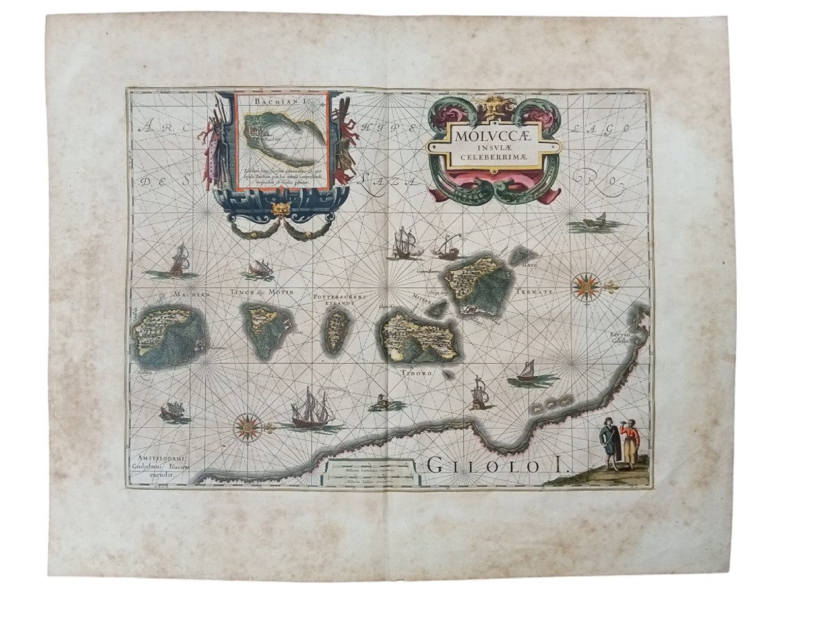 Carte Ancienne " Moluccae Insulae"  Par Blaeu, Les îles Des épices (îles Moluques), 17e Siècle 