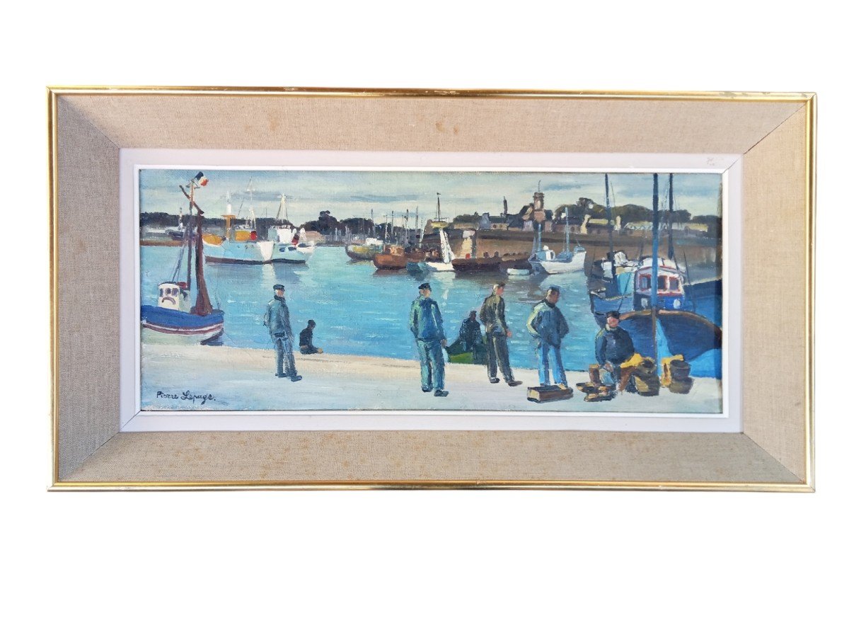 Port De Concarneau, Huile Sur Toile Signée Pierre Lepage (1906-1983), Milieu Du XXe Siècle 