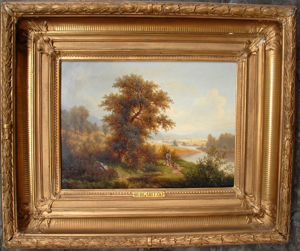 19th Century Landscape Paintings Signed Josef Burgaritzky (1836-1890)