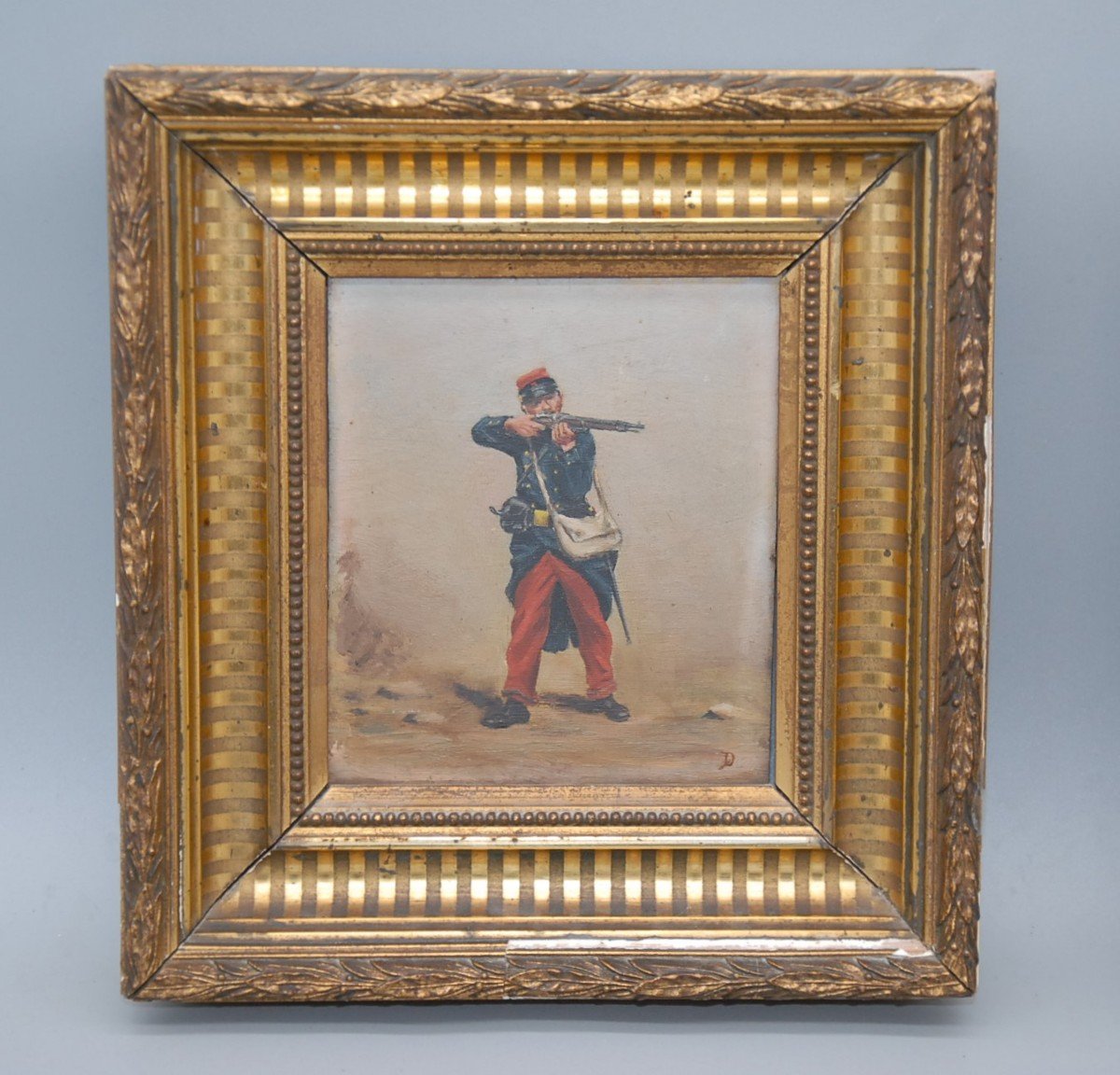 Paire De Tableaux, Huiles Sur Bois, Soldats Militaire Français, Infanterie, Guerre 1870-1871, -photo-3