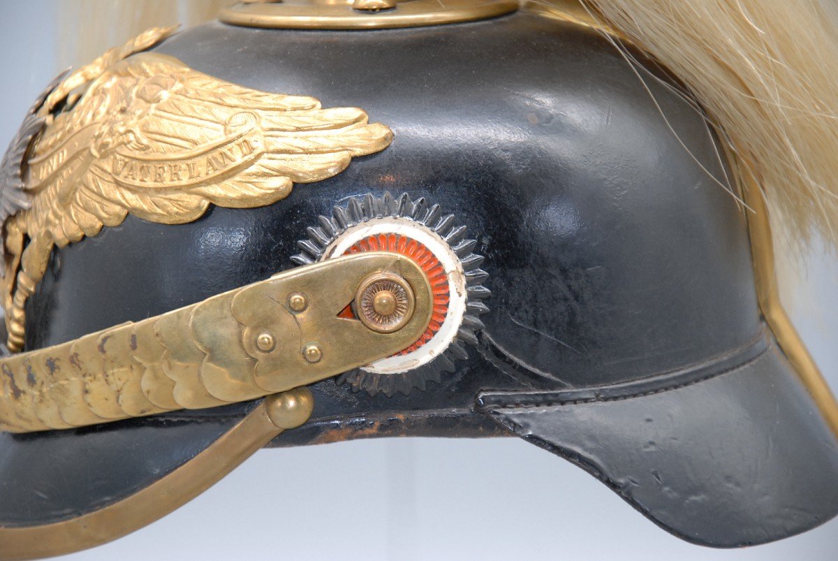 Casque à Pointe Troupe De La Garde Avec "haarbusch", Modèle 1895, Attribué Canonnier Wefers-photo-4