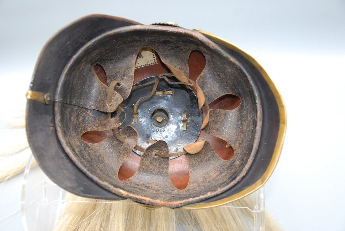 Casque à Pointe Troupe De La Garde Avec "haarbusch", Modèle 1895, Attribué Canonnier Wefers-photo-7