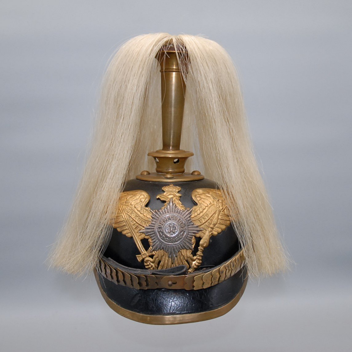 Casque à Pointe Troupe De La Garde Avec "haarbusch", Modèle 1895, Attribué Canonnier Wefers