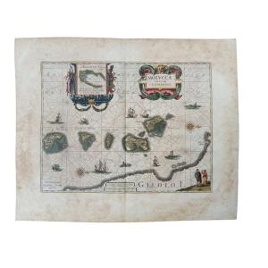 Carte Ancienne " Moluccae Insulae"  Par Blaeu, Les îles Des épices (îles Moluques), 17e Siècle 