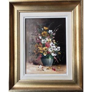 Bouquet Of Flowers, Oil On Canvas Signed "h.cauchois", Eugène Henri Cauchois (1850-1911), 19th