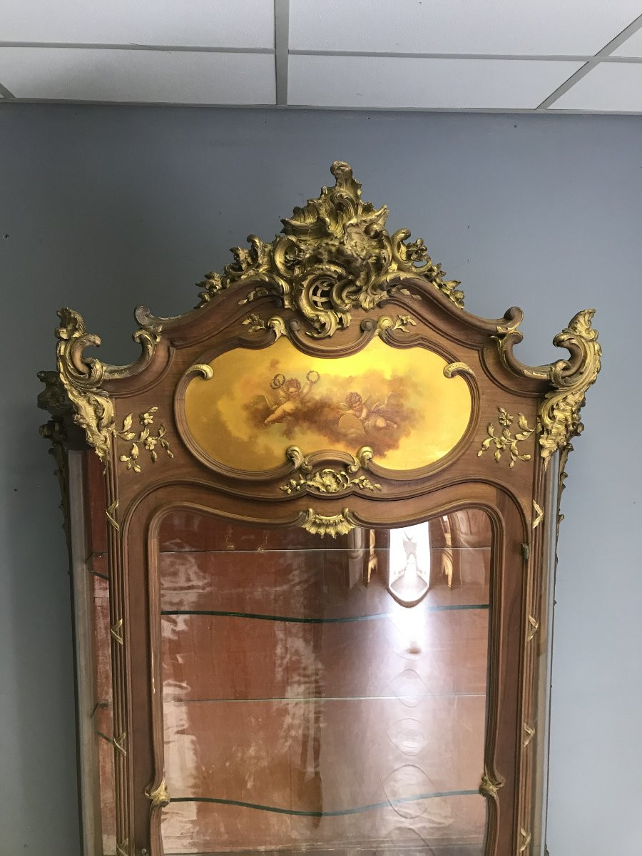 Louis XV Vitrine Vernis Martin 19e Century-photo-3