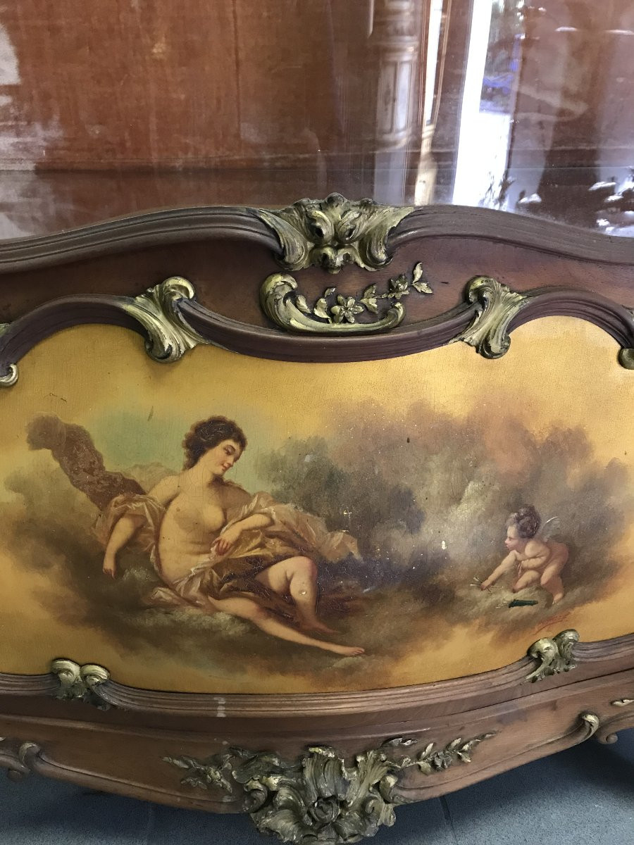 Louis XV Vitrine Vernis Martin 19e Century-photo-3