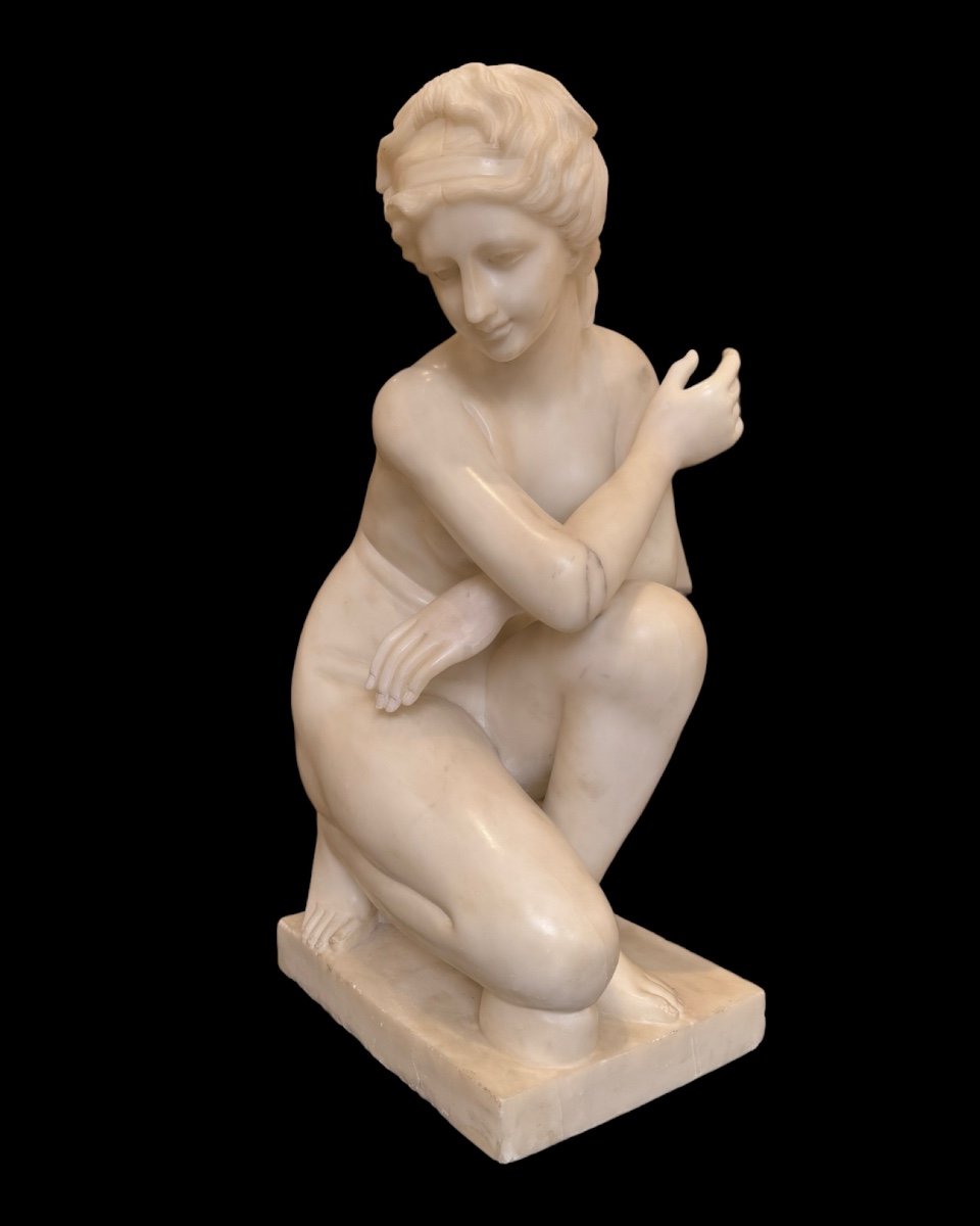 Sculpture Depicting A Crouching Venus. 20th Century-photo-5