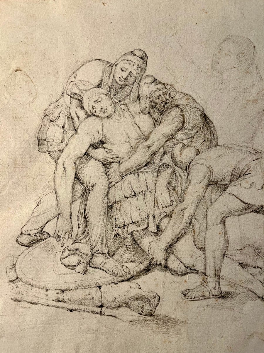 Cherubino Cornienti 1816-1860, The Body Of Patrocles Lifted By Menelaus And Mérion-photo-2