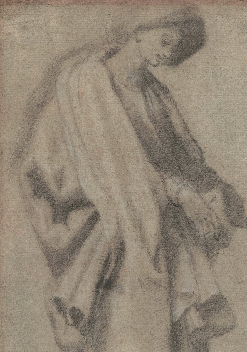 Orazio Fidani 1610-1656  (attributed To) Study Of A Man Draped In Profile -photo-2