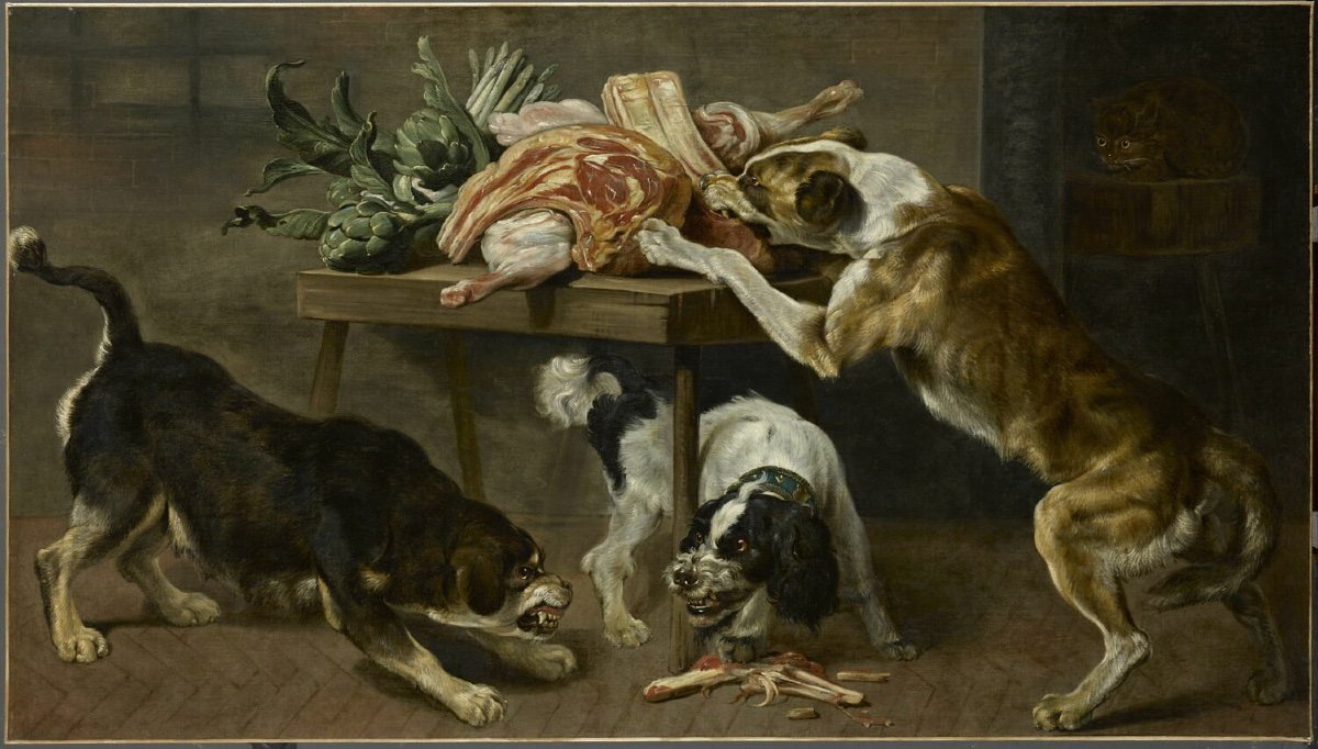 (attributed To) Alexandre-gabriel Decamps 1803-1860 Dogs And Cat In The Pantry-photo-4