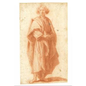 Matteo Rosselli (attribué à) - 1578 - Florence - 1650 Jeune Homme Se Tenant Les Mains, Sanguine