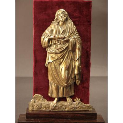 Jesus Breaking The Bread, Gilt Bronze XVII Italy