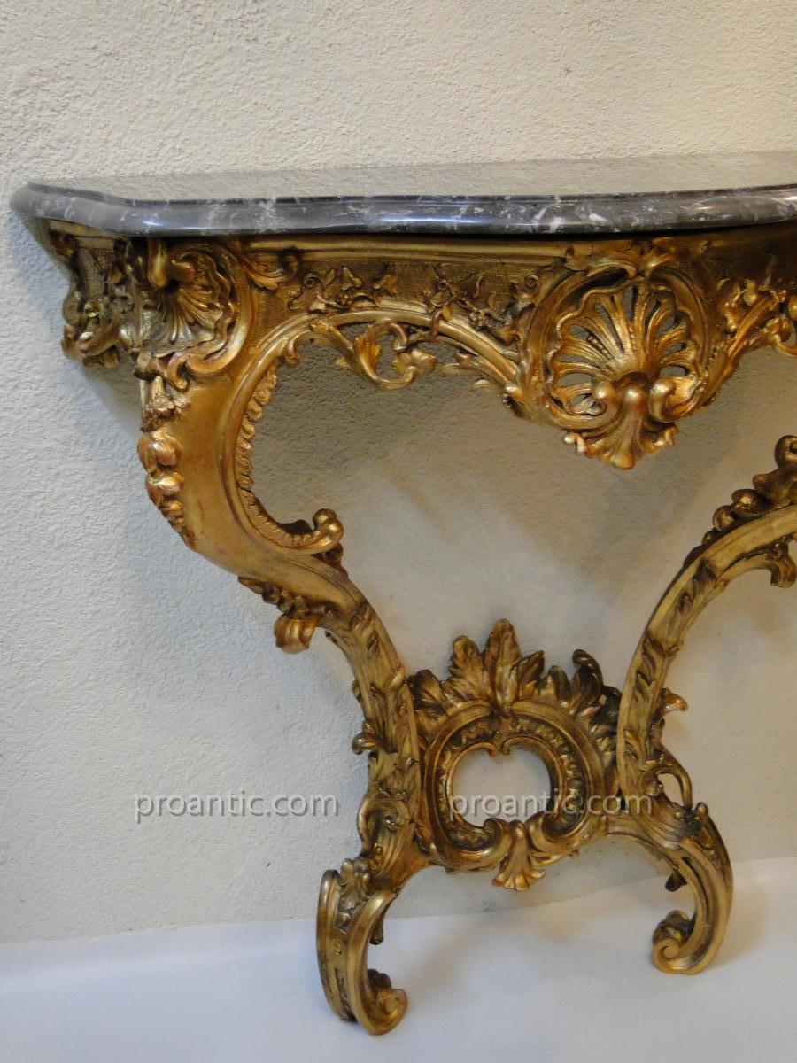 Console En Bois Sculpte Et Dore d'Epoque Louis XV XVIIIeme -photo-2