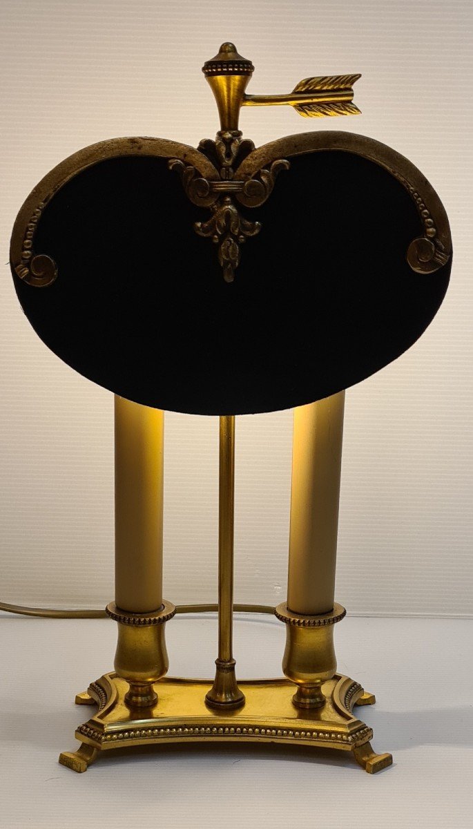 Hot Water Bottle Lamp With Golden Bronze Screen And Painted Tole Napoleon III Style -photo-4