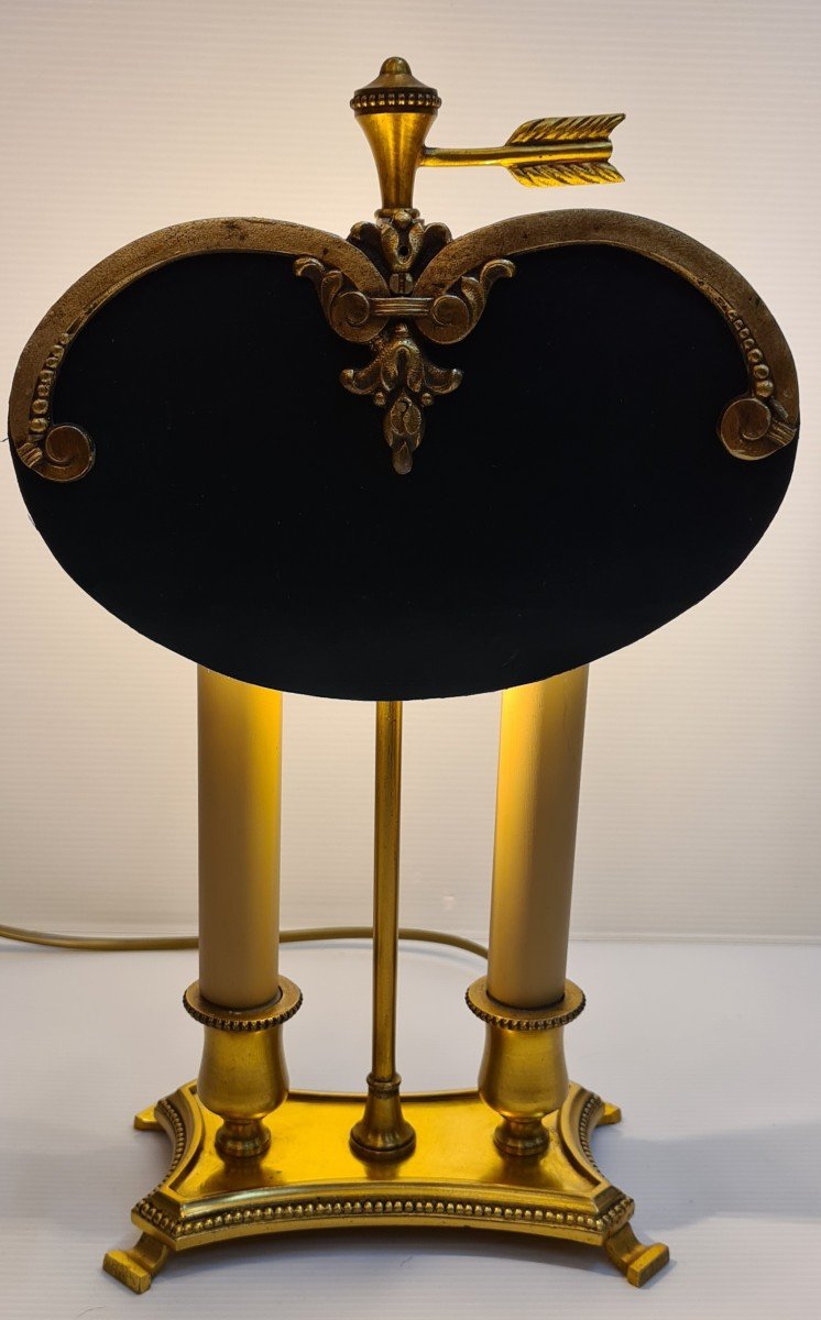 Hot Water Bottle Lamp With Golden Bronze Screen And Painted Tole Napoleon III Style -photo-5
