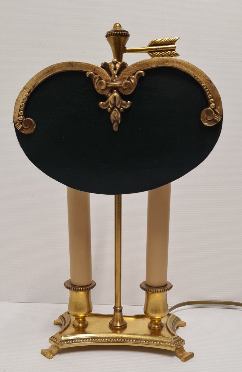Hot Water Bottle Lamp With Golden Bronze Screen And Painted Tole Napoleon III Style 