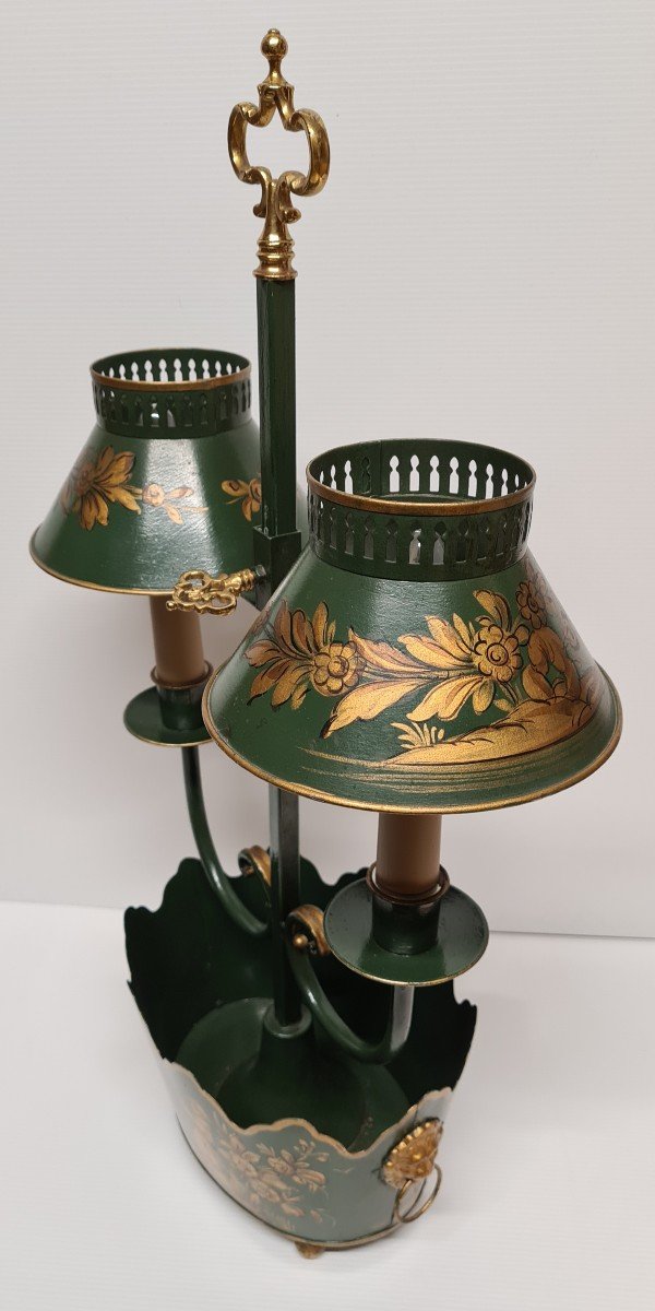 Lampe Bouillotte Aux Chinois En Tole Peinte Style Louis XV-photo-3