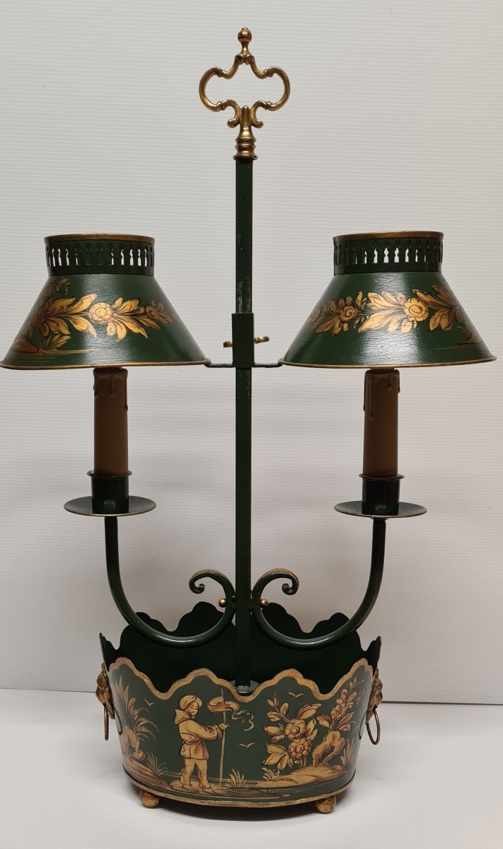 Lampe Bouillotte Aux Chinois En Tole Peinte Style Louis XV-photo-6