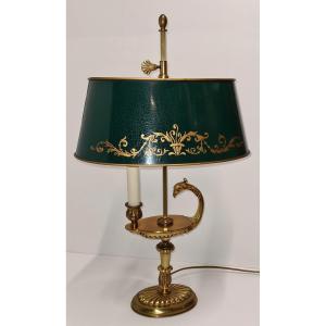 Lampe Bouillotte Lucien Gau figurant une lampe à huile Style Empire Consulat En Bronze Doré 