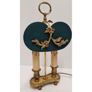 Hot Water Bottle Lamp With Golden Bronze Screen And Painted Tole Napoleon III Style 