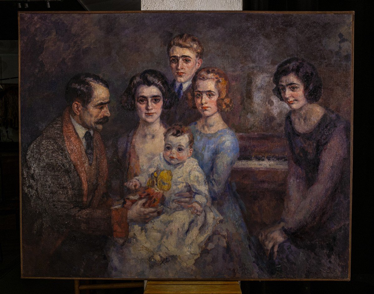 Painting "bourgeois Family With Newborn"