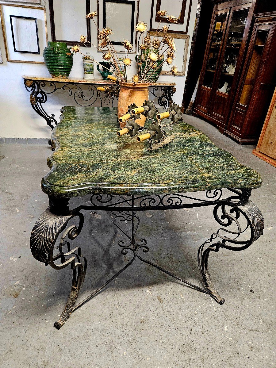 Wrought Iron Middle Table With Marble Top-photo-2