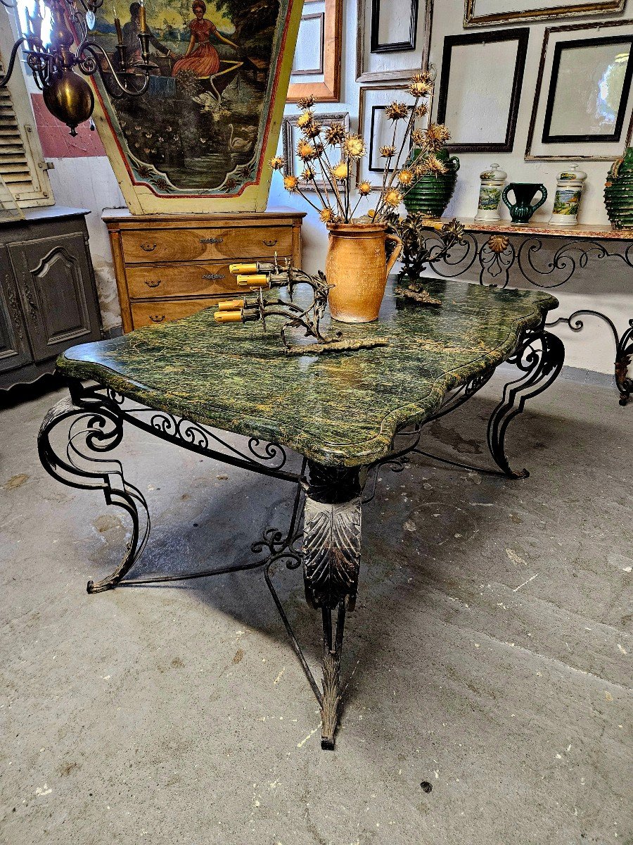 Wrought Iron Middle Table With Marble Top-photo-3