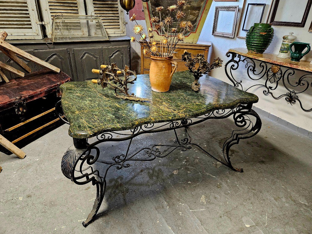 Wrought Iron Middle Table With Marble Top-photo-4