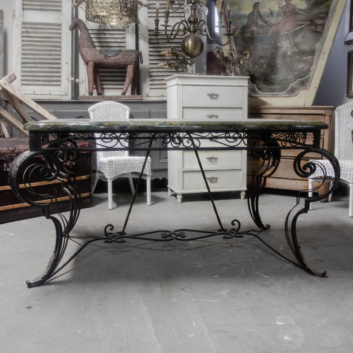 Wrought Iron Middle Table With Marble Top-photo-1