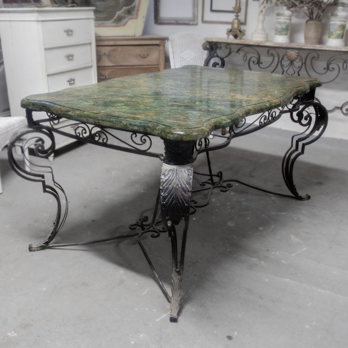 Wrought Iron Middle Table With Marble Top-photo-2
