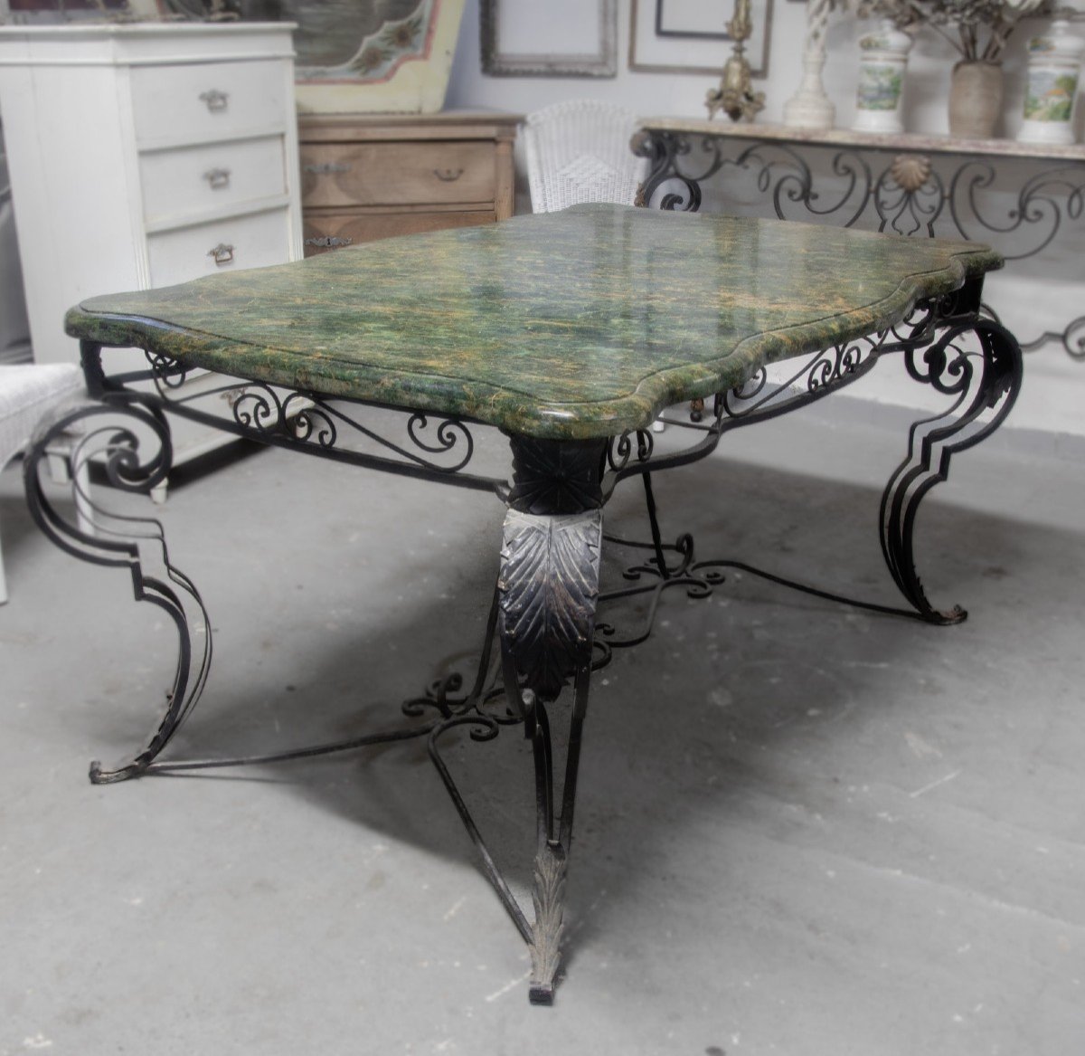 Wrought Iron Middle Table With Marble Top