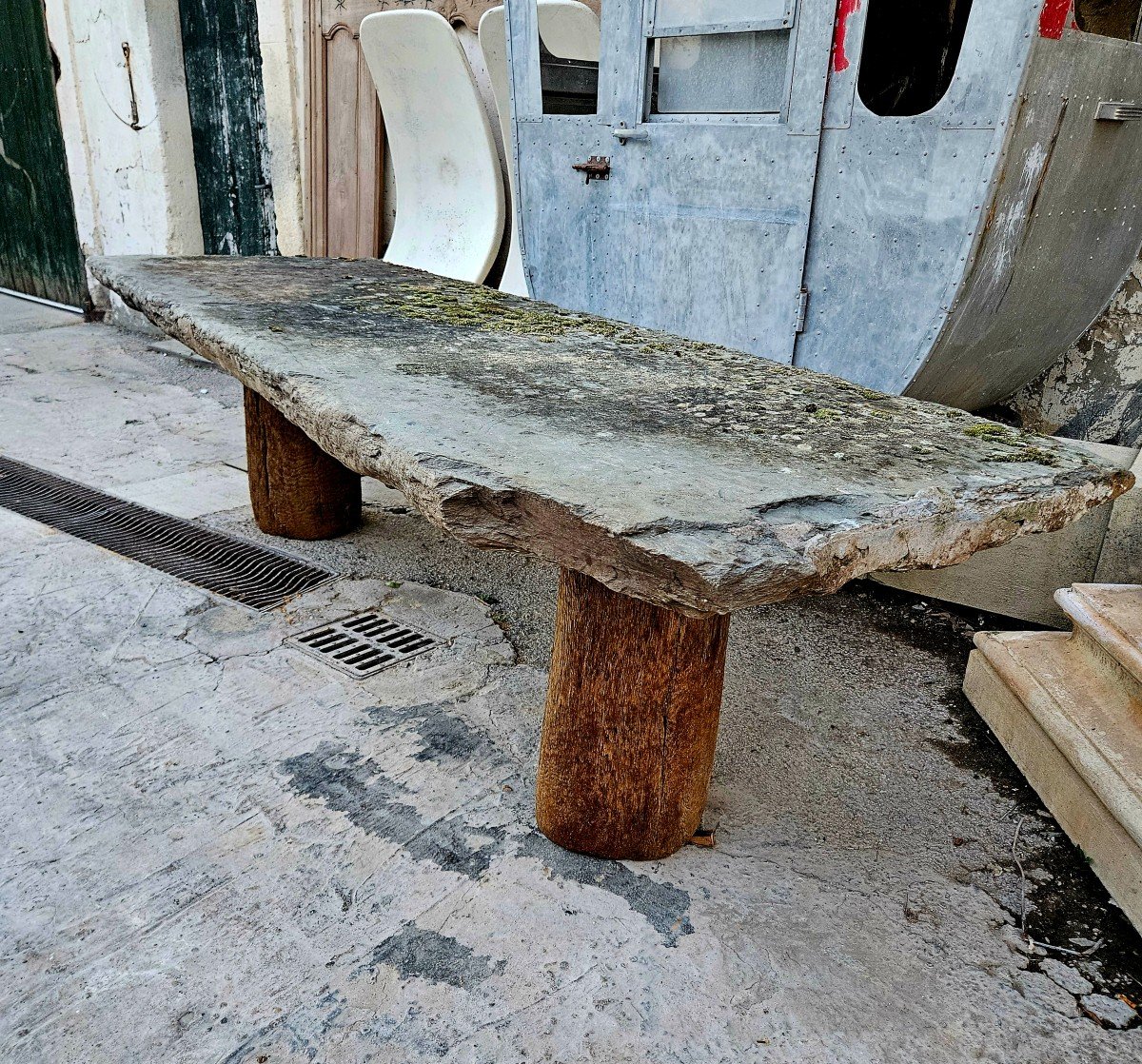 Wood & Slate Garden Table-photo-2