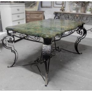 Wrought Iron Middle Table With Marble Top