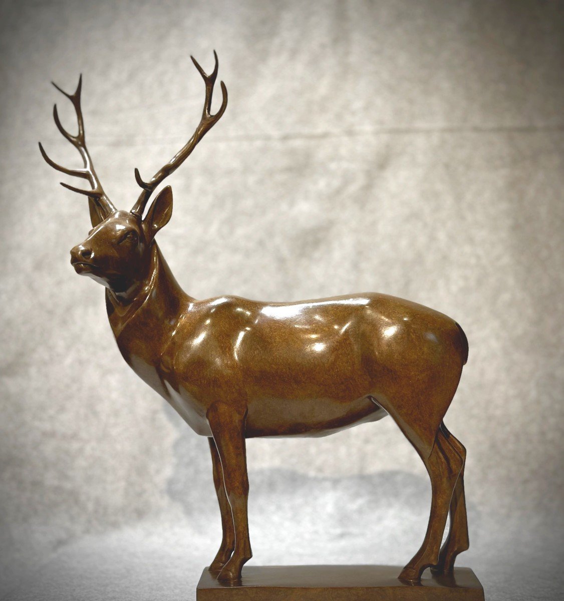 Bronze Original De Yvan Larsen  ( 1924 - 2021 )   " Le Cerf "  Tirages  Limités A 12 Ex-photo-2