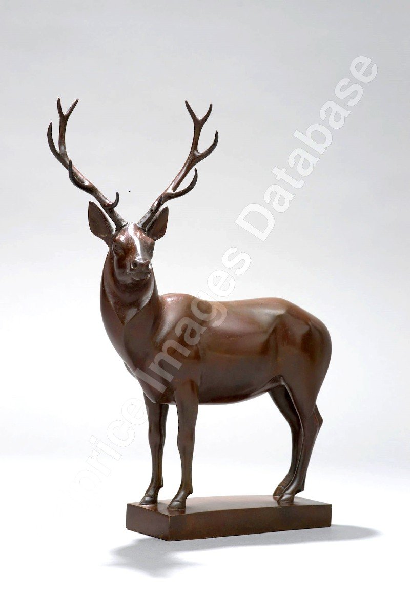 Bronze Original De Yvan Larsen  ( 1924 - 2021 )   " Le Cerf "  Tirages  Limités A 12 Ex